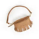 Tan Suede removeable Fringe Bum Hip Bag