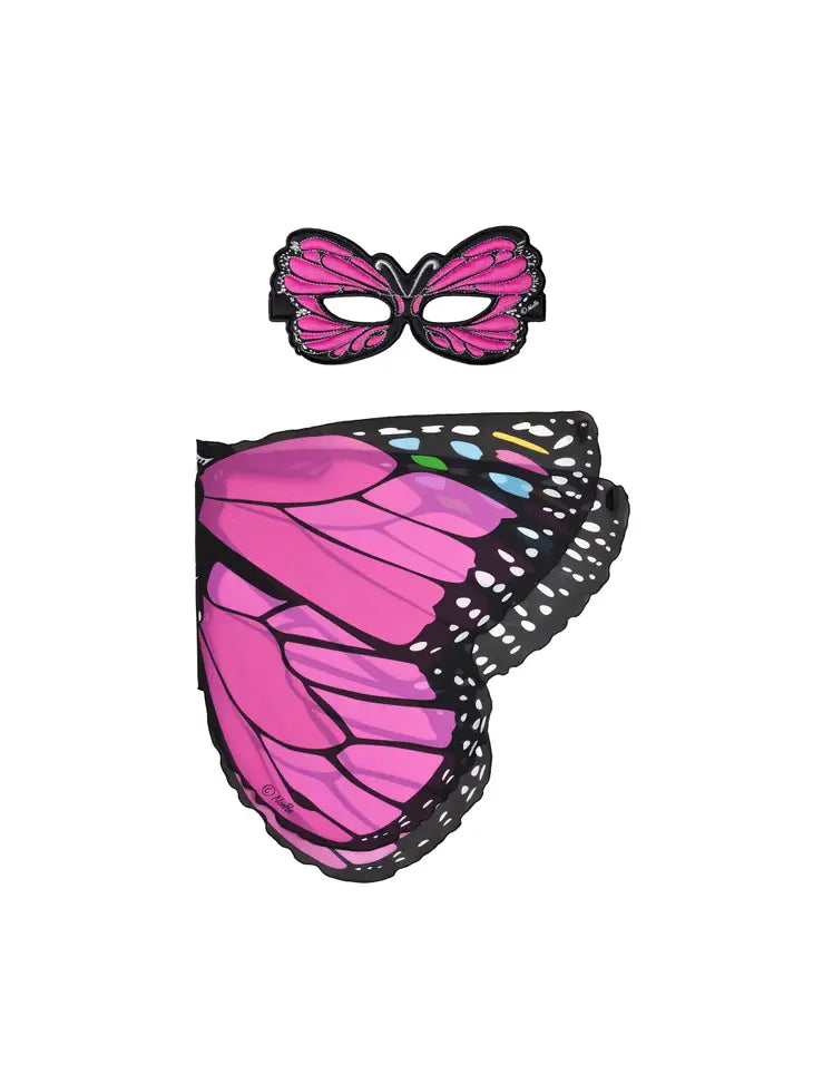 Pink Monarch Butterfly Wings + Mask