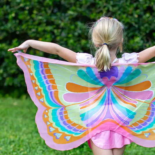 Pink Rainbow Butterfly Wings + Mask