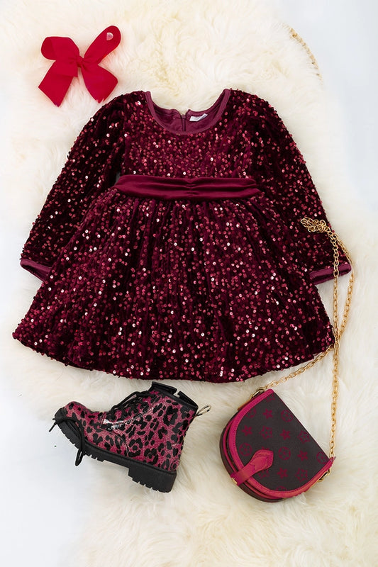 Wine Sequins Dress