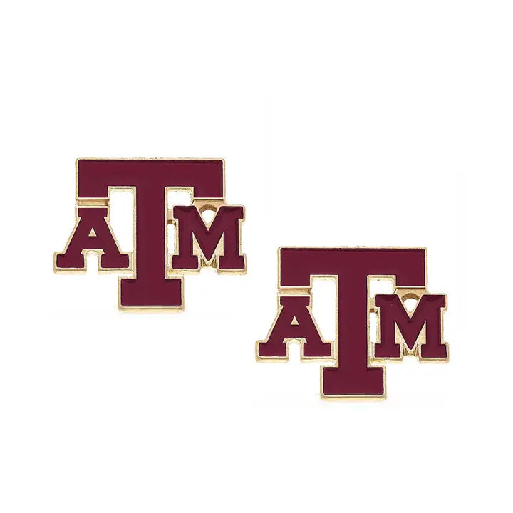 Texas A&M Aggies Enamel Stud Earrings in Maroon