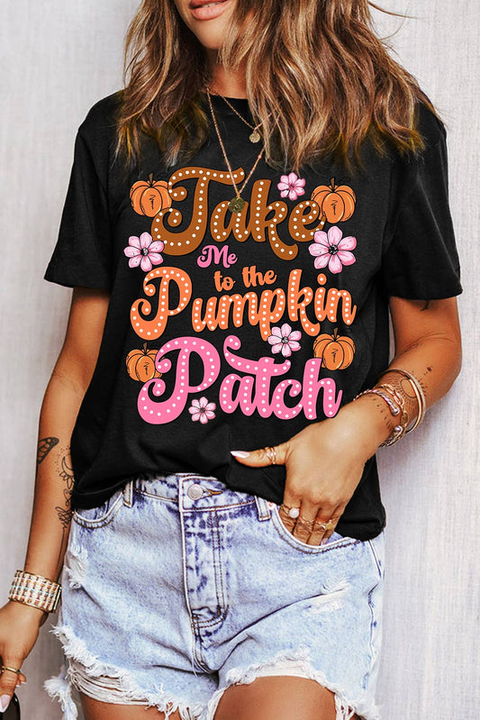 Take Me To The Pumpkin Patch Flower Print T Shirt