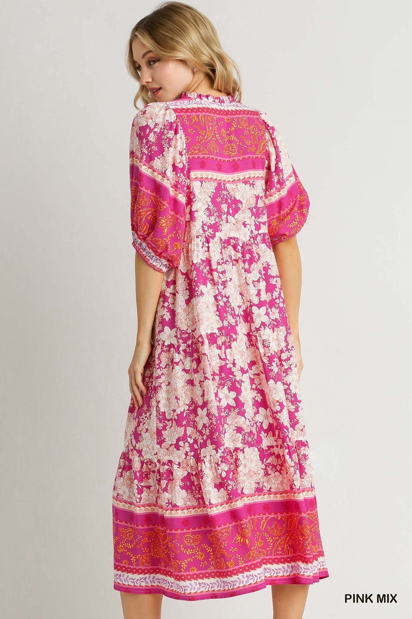 Pink Paisley Midi Dress