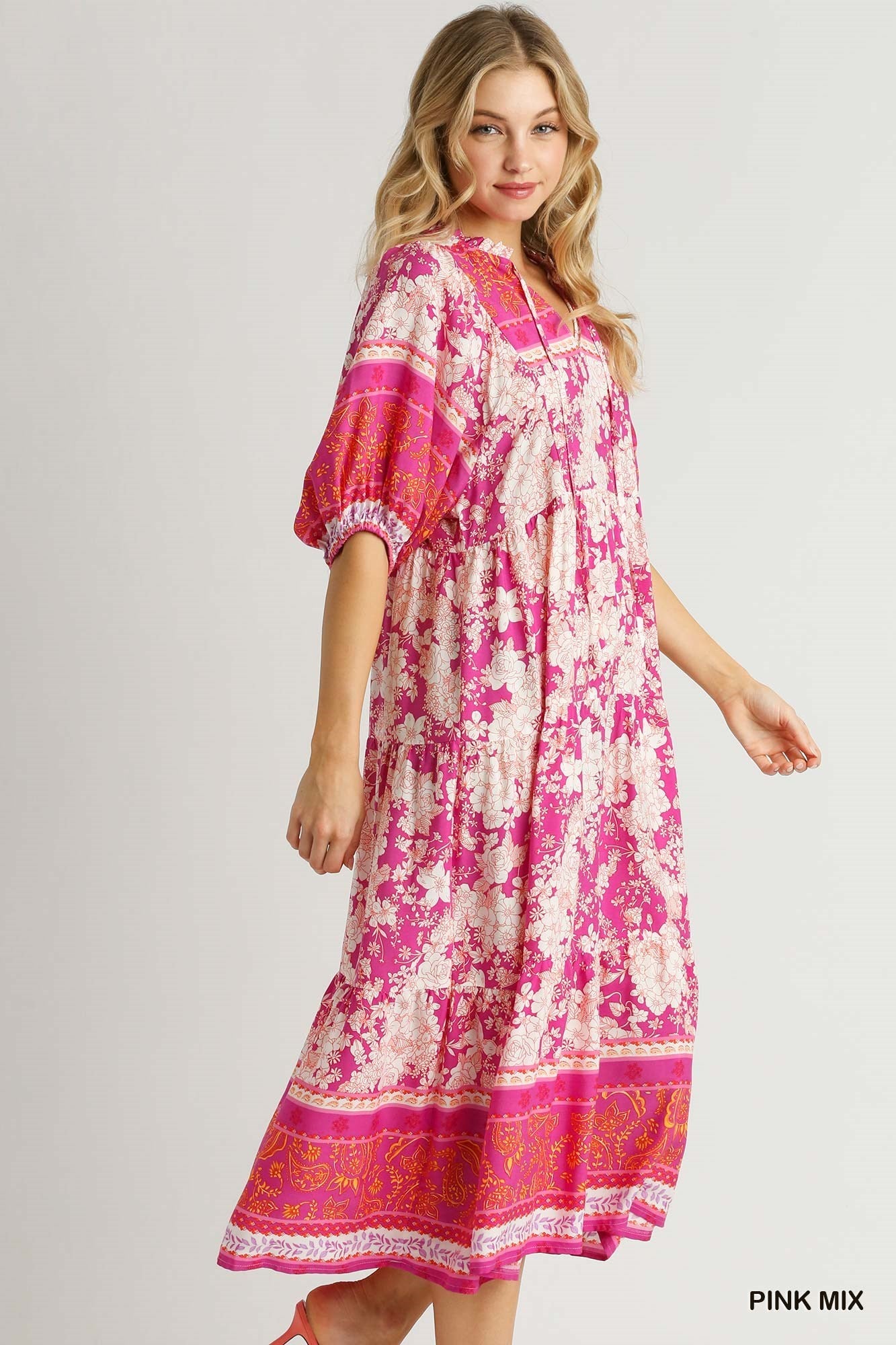 Pink Paisley Midi Dress