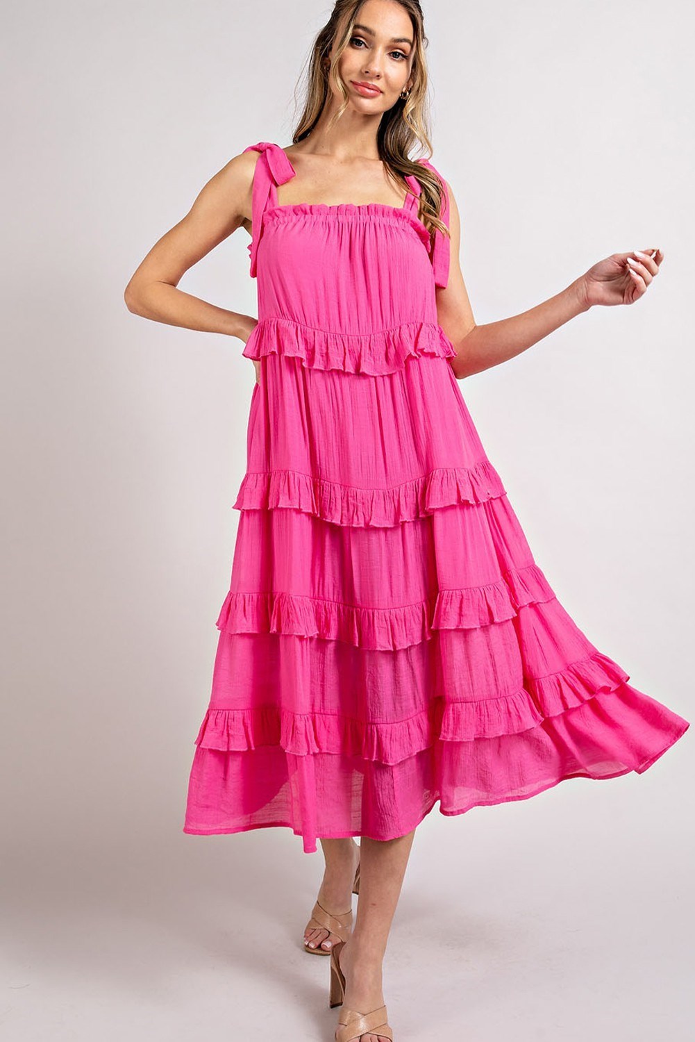 Pink Posey Midi Dress