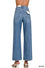 HIGH WAIST WIDE LEG STRAIGHT DENIM PANTS