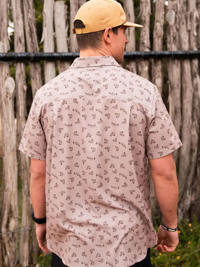 Burlebo Performance Button Up - All Over Fish
