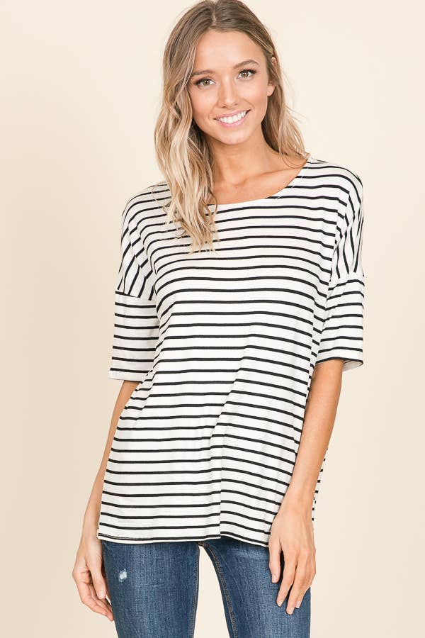 TA1306 CASUAL SHORT SLEEVE STRIPE TOP