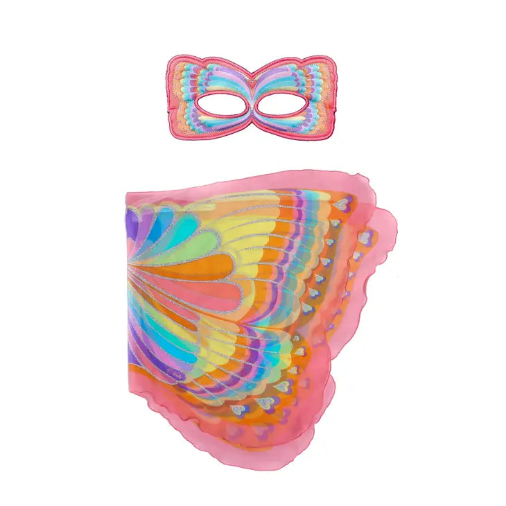 Pink Rainbow Butterfly Wings + Mask