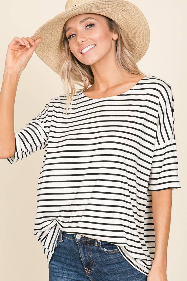 TA1306 CASUAL SHORT SLEEVE STRIPE TOP