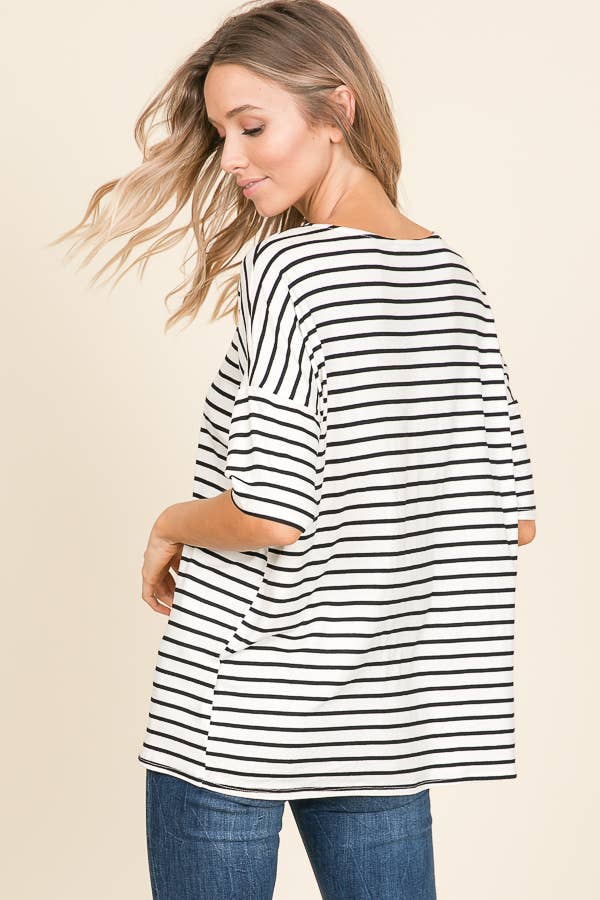 TA1306 CASUAL SHORT SLEEVE STRIPE TOP