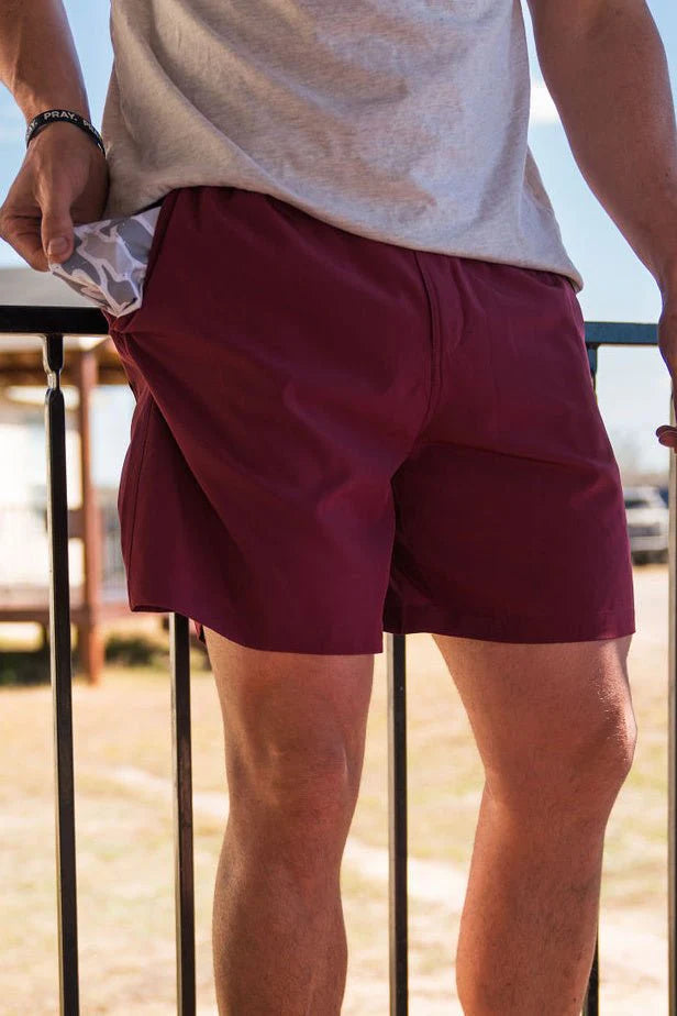 BURLEBO Everyday Short - Maroon - White Camo Pocket