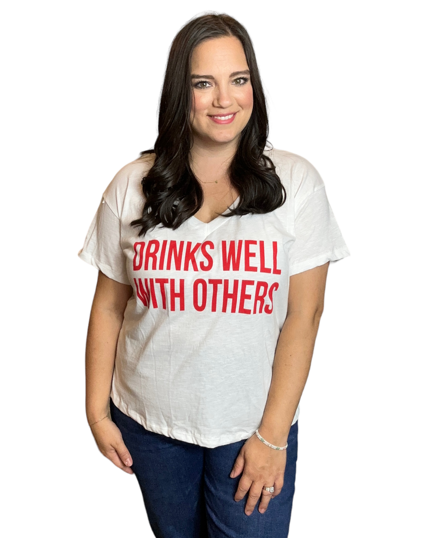 DRINKS WELL WITH OTHERS Graphic T-shirt Top